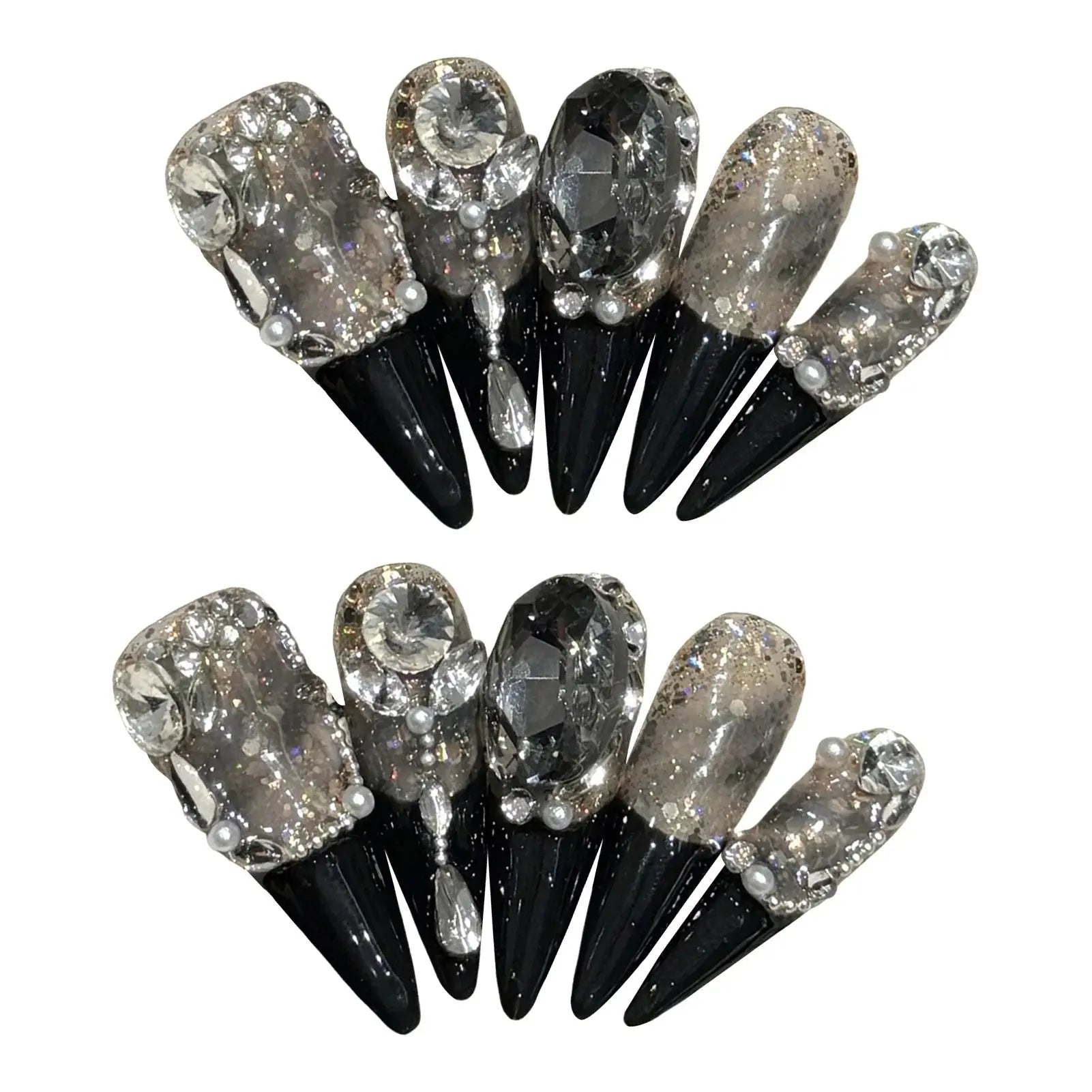 Faux ongles Stiletto en or brillant fait à la main, , 10 pièces mylalla cacyra