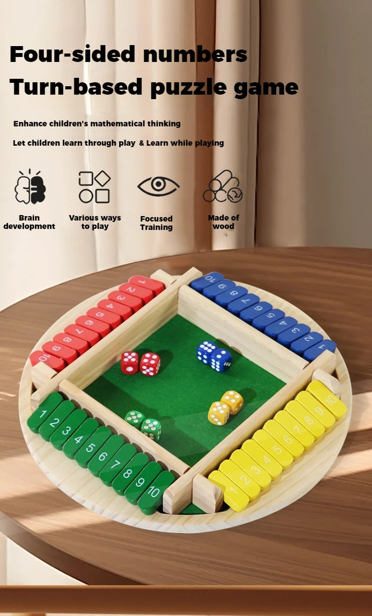 Jeu de retournement rond, jeu de numéros en bois, jeu de dés fermé dans la boîte-jeu de société Parent-enfant, fête de Bar, jeu de jeu de loisirs