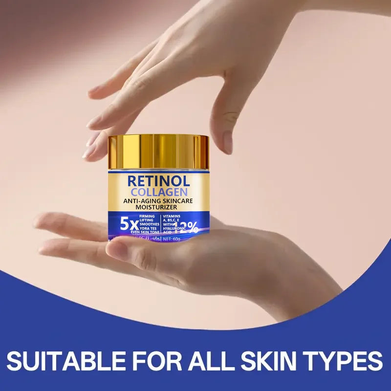 Retinol & Collagen Face Cream 60g, Anti-Aging Firming Moisturizer with Hyaluronic Acid, Fast Delivery