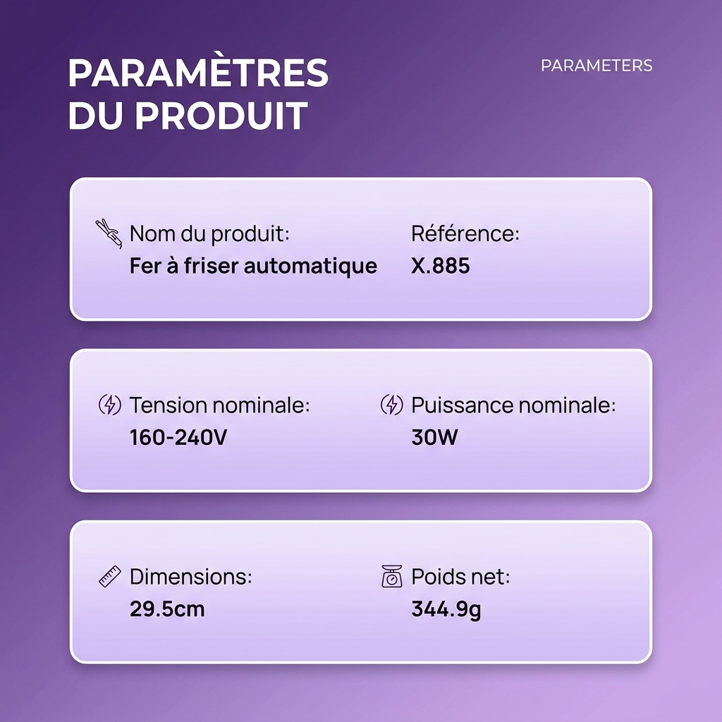 CurlEase paramètres produit