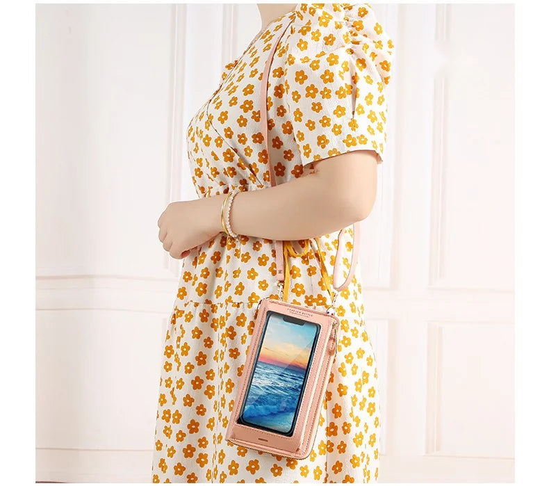 Sac Bandoulière Tactile pour Téléphone avec Portefeuille Anti-Vol