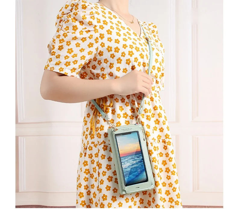Sac Bandoulière Tactile pour Téléphone avec Portefeuille Anti-Vol